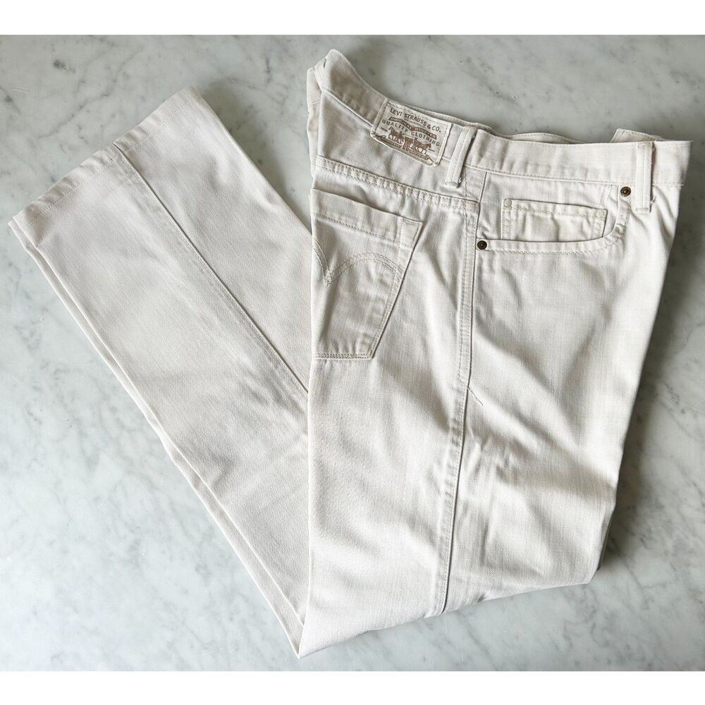 Levi's 539 Beige Denim Jeans Men's Size 34 x 34 Vintage Straight Zip Front